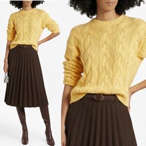 RE/DONE Cable-knit cotton-blend sweater‎ Yellow size XS